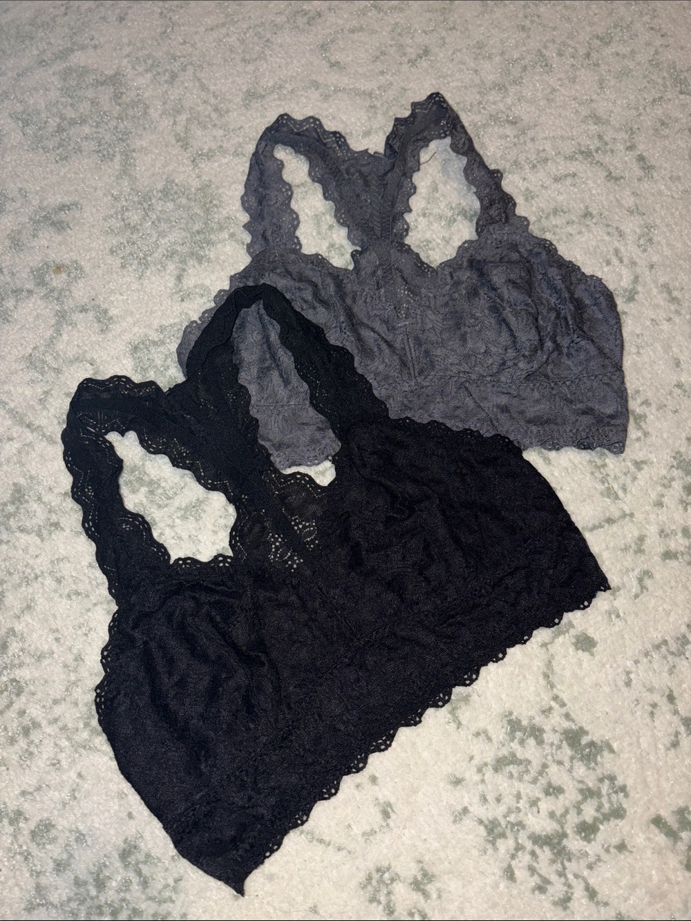 Felina Lace Racerback Bandeau Bralettes in Black and Gray